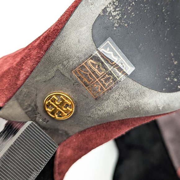 Tory Burch Lilah Patchworks Black Grey Leather Pointy Toe Western Boots 7.5 - Picture 9 of 9